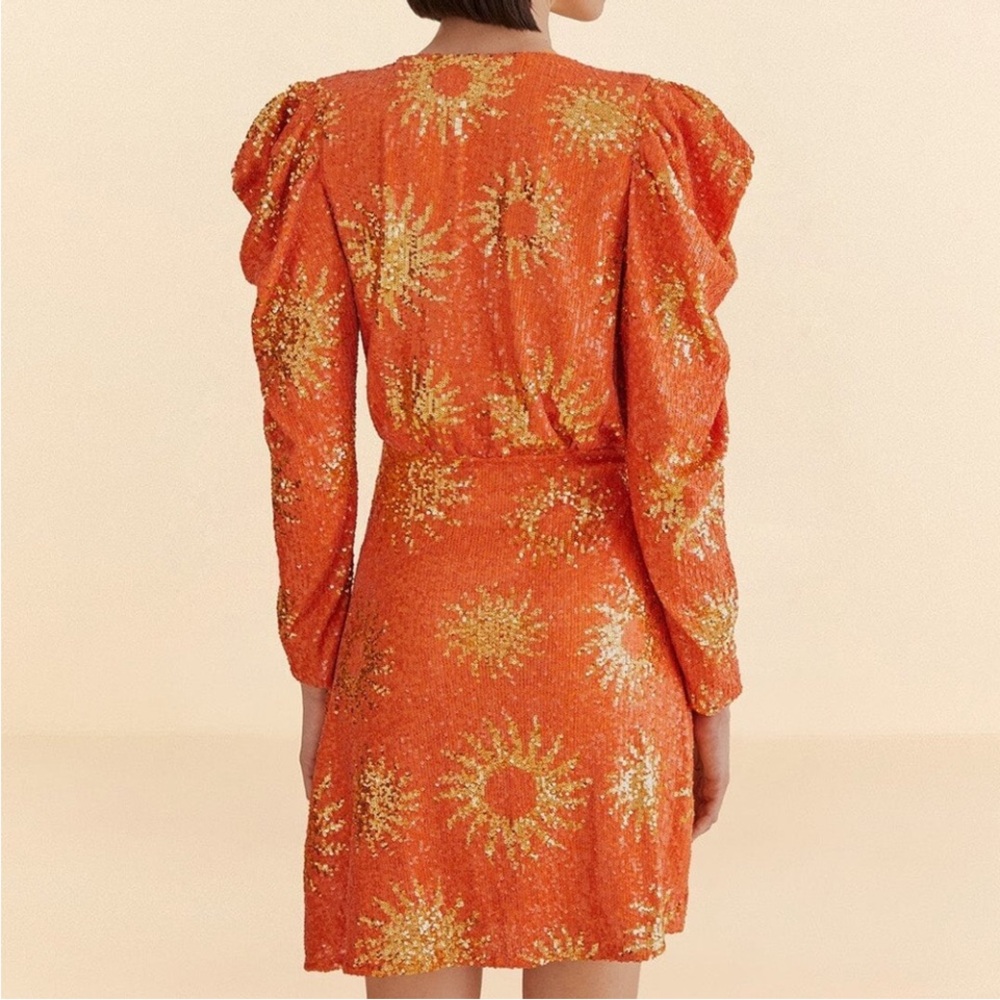 Farm Rio Sunny Mood Orange Sequin Mini Dress - Picture 2 of 6